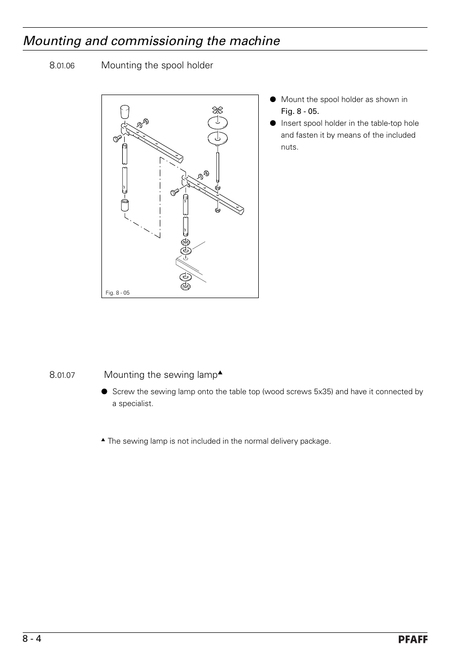 Mounting and commissioning the machine | Pfaff 1246 User Manual | Page 26 / 82