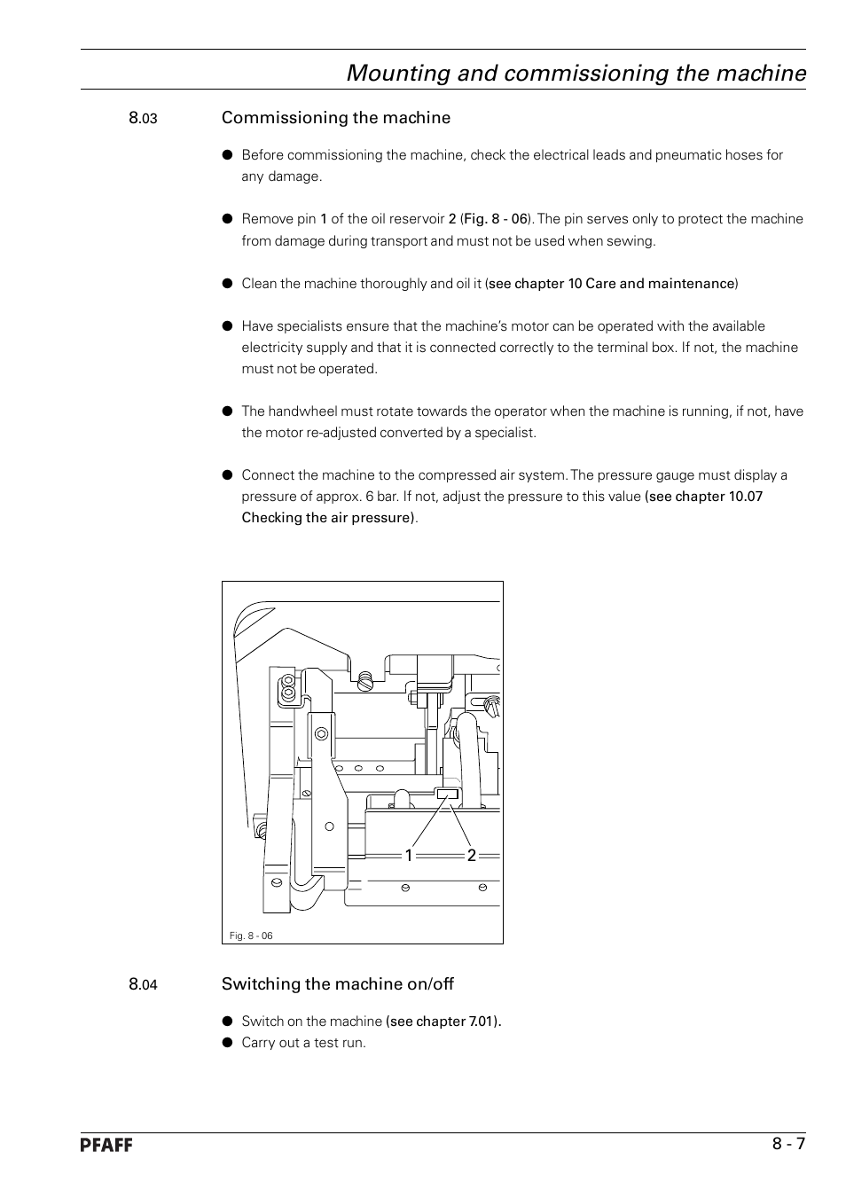 Mounting and commissioning the machine | Pfaff 1246 User Manual | Page 29 / 82