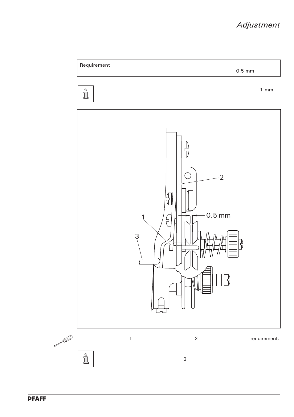 Adjustment, 5 mm 3 2 1 | Pfaff 1246 User Manual | Page 55 / 82