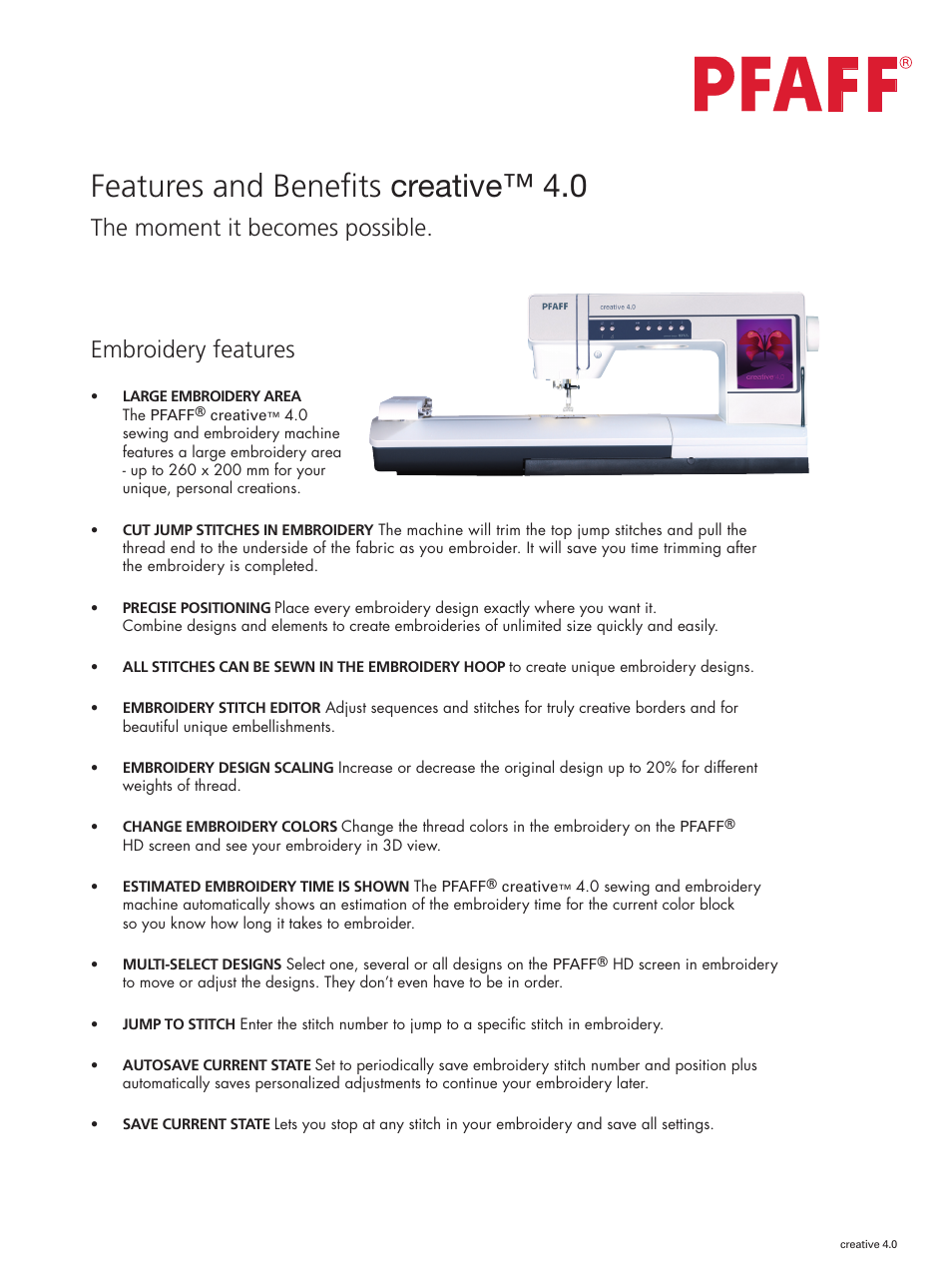 Pfaff 4 User Manual | 5 pages