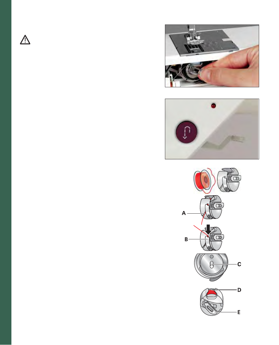 Pr epar ations, Inserting the bobbin and bobbin case, Bobbin thread monitor | Inserting the bobbin, Inserting the bobbin case | Pfaff 2170 User Manual | Page 30 / 179