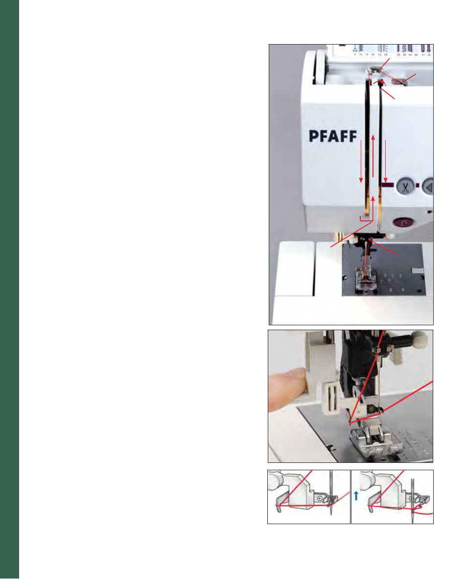 Pr epar ations, Threading the needle, Needle threader | Ab c d e | Pfaff 2170 User Manual | Page 32 / 179