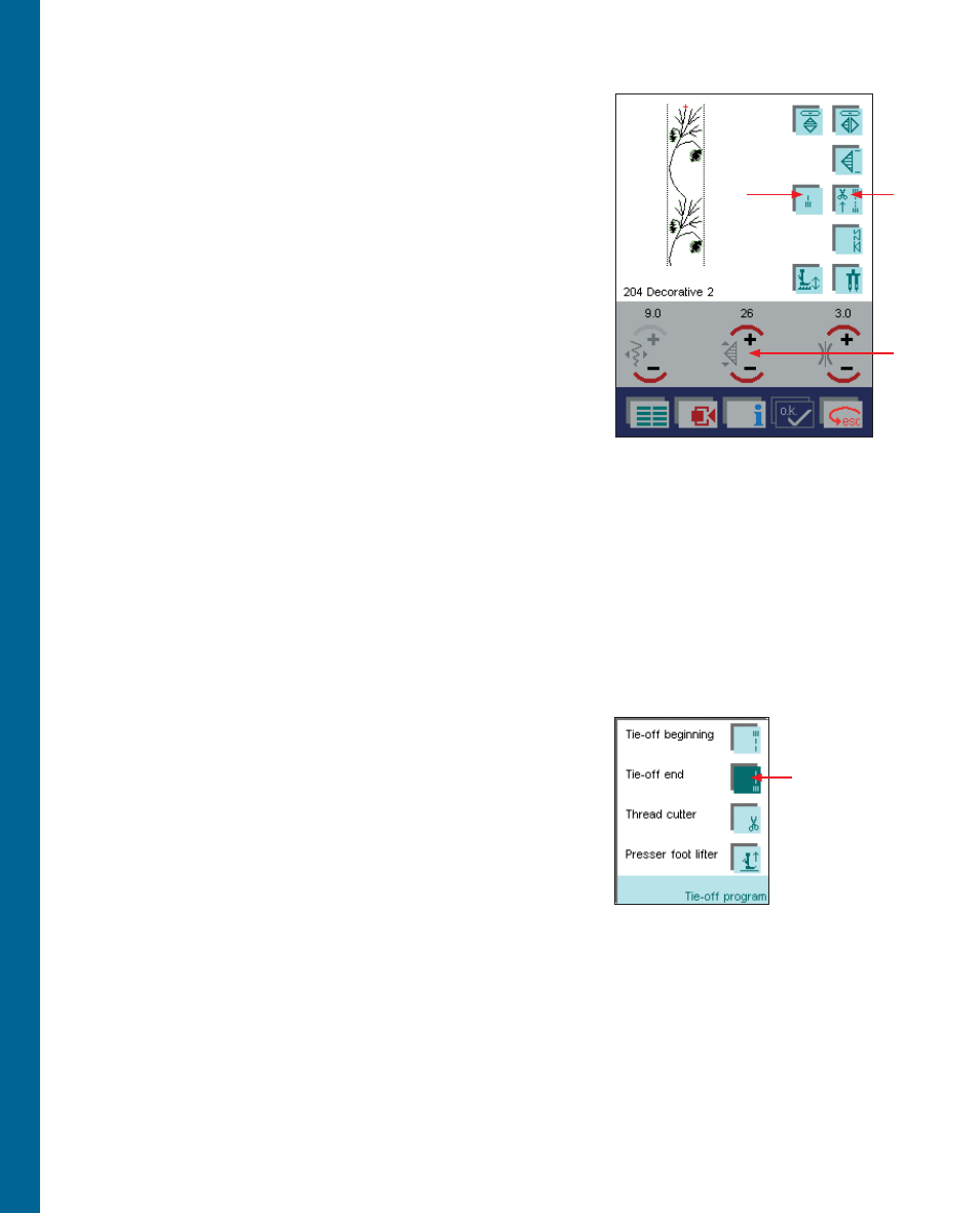 Sewing, Altering a decorative stitch, Tie-off | Pfaff 2170 User Manual | Page 53 / 179