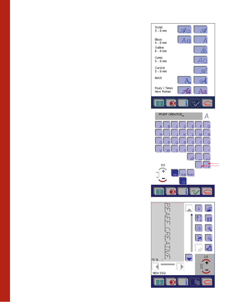 Decor ative sewing, Alphabets | Pfaff 2170 User Manual | Page 95 / 179