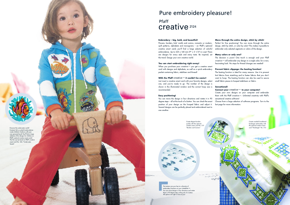 Creative, Pure embroidery pleasure, Pfaff | Pfaff CREATIVE 2124 User Manual | Page 3 / 7