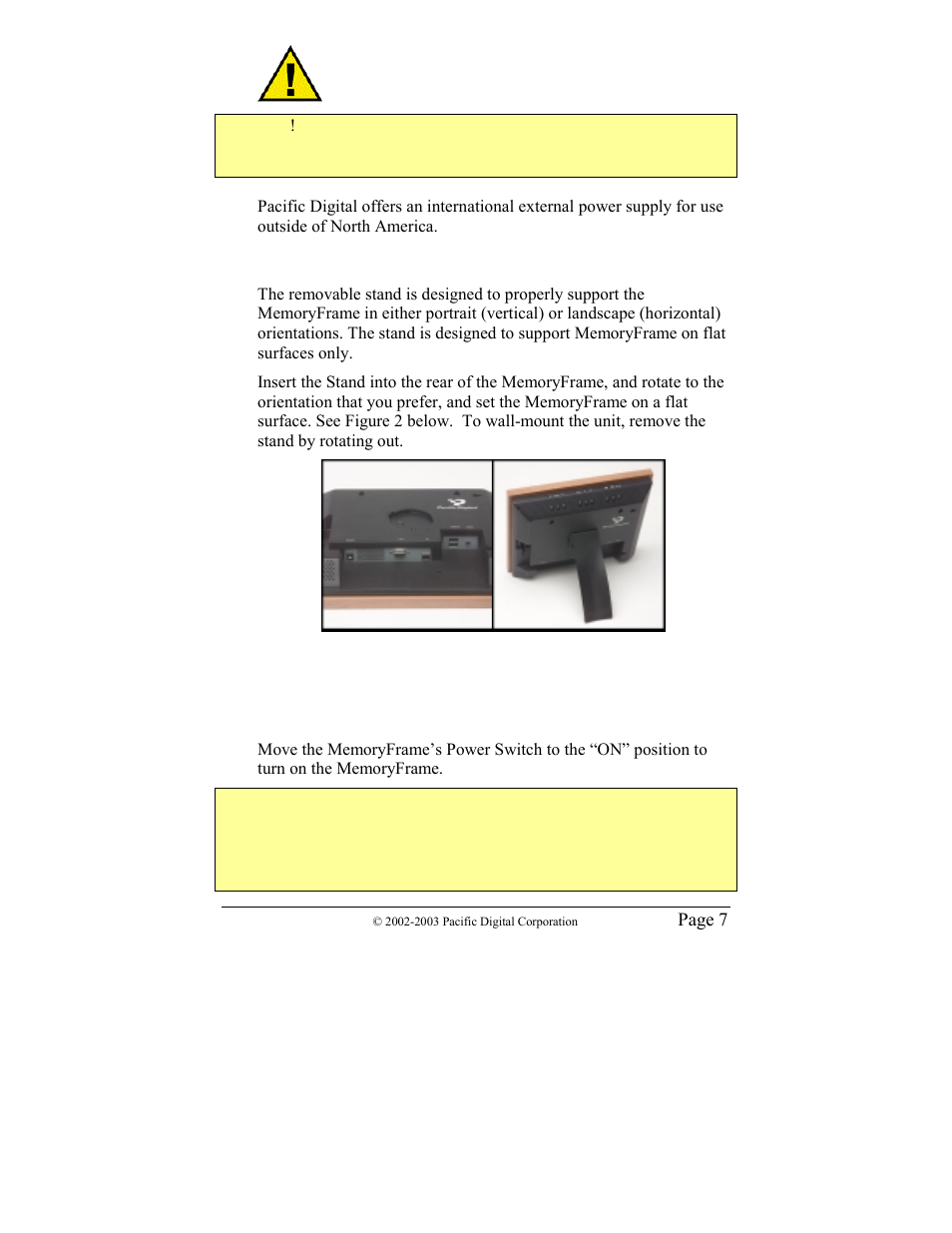 5 using the removable stand, 6 power-on initialization | Pacific Digital MF-810 User Manual | Page 10 / 68