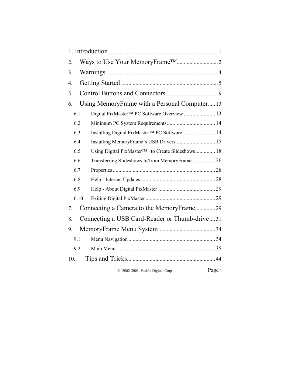 Pacific Digital MF-810 User Manual | Page 2 / 68