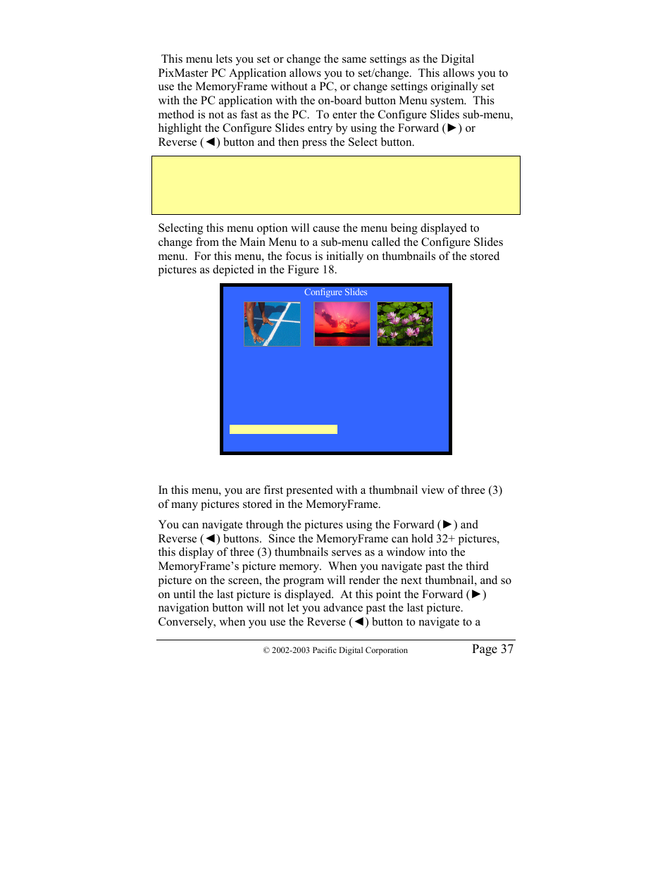 Configure slides | Pacific Digital MF-810 User Manual | Page 40 / 68