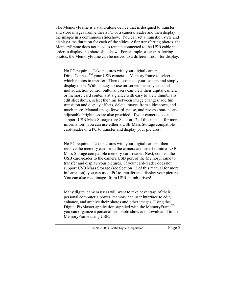 Ways to use your memoryframe | Pacific Digital MF-810 User Manual | Page 5 / 68