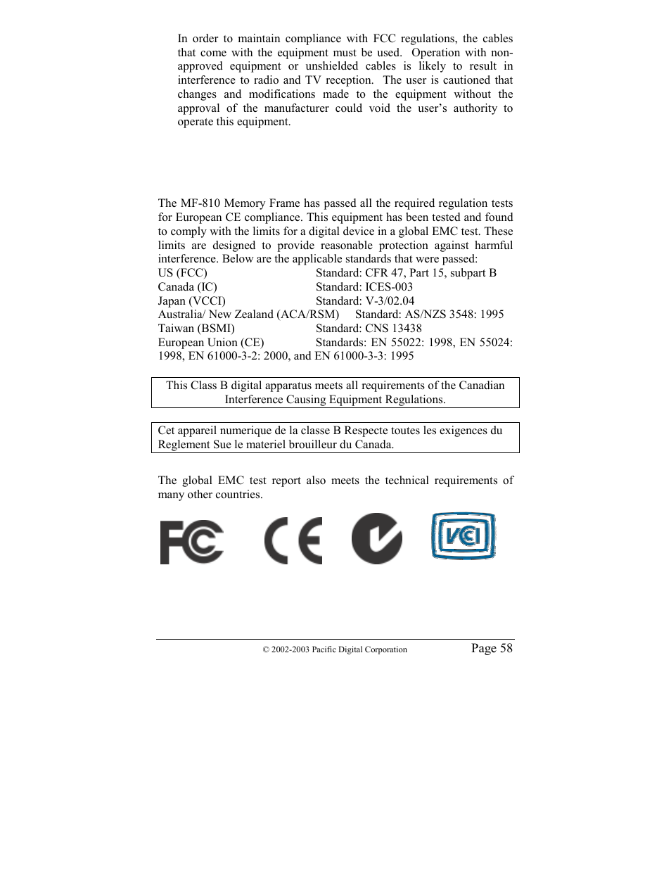 2002-2003 pacific digital corporat | Pacific Digital MF-810 User Manual | Page 61 / 68