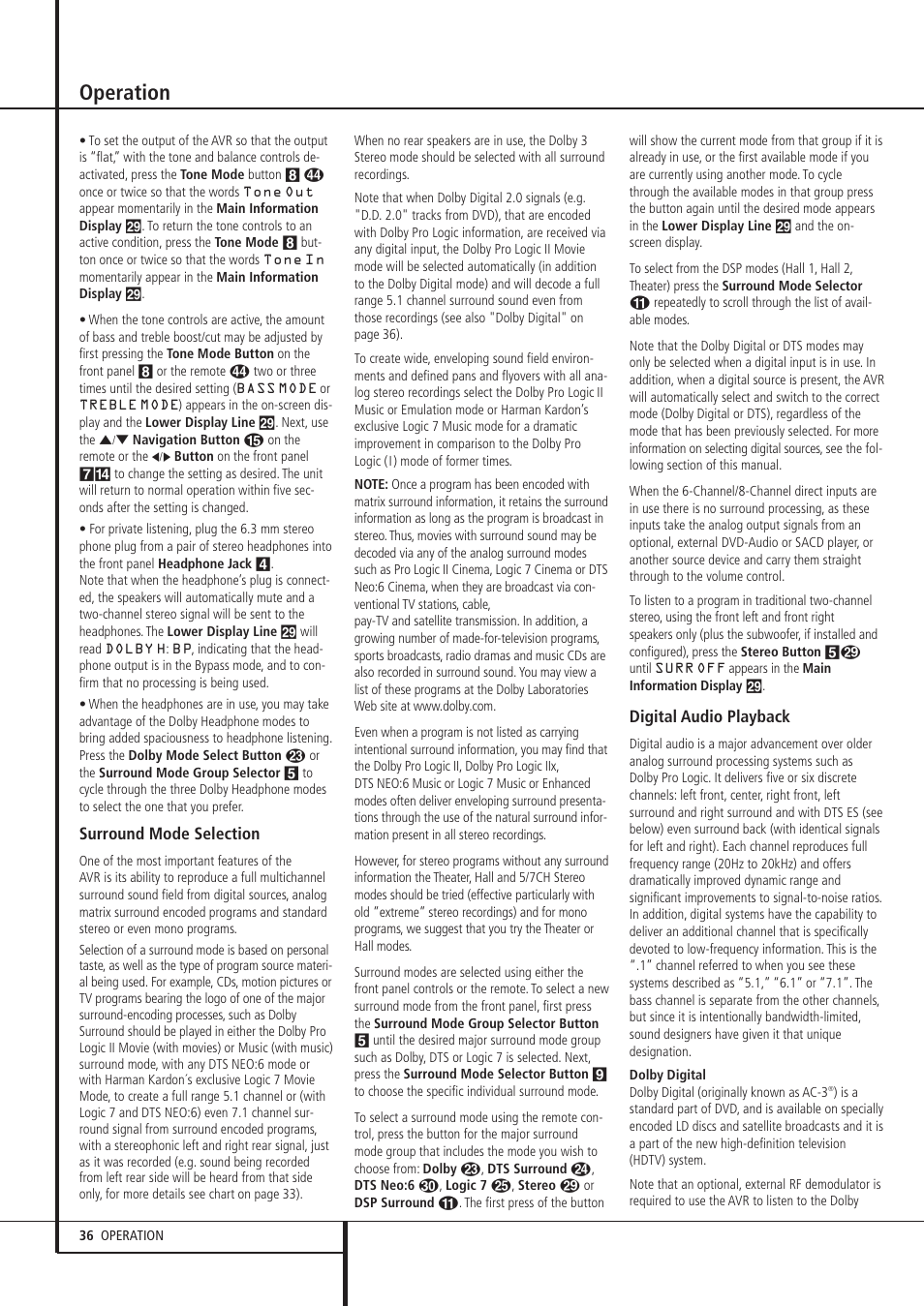 Operation | Pacific Digital AVR 635 User Manual | Page 36 / 58