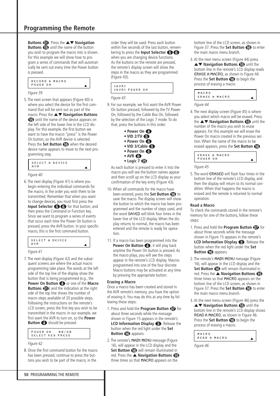 Programming the remote | Pacific Digital AVR 635 User Manual | Page 50 / 58