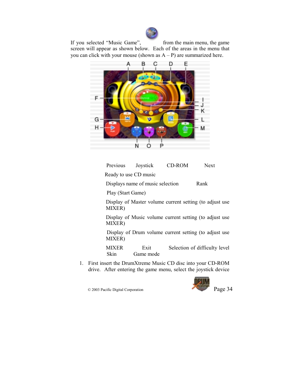 6 music game menu | Pacific Digital DrumXtreme User Manual | Page 37 / 56