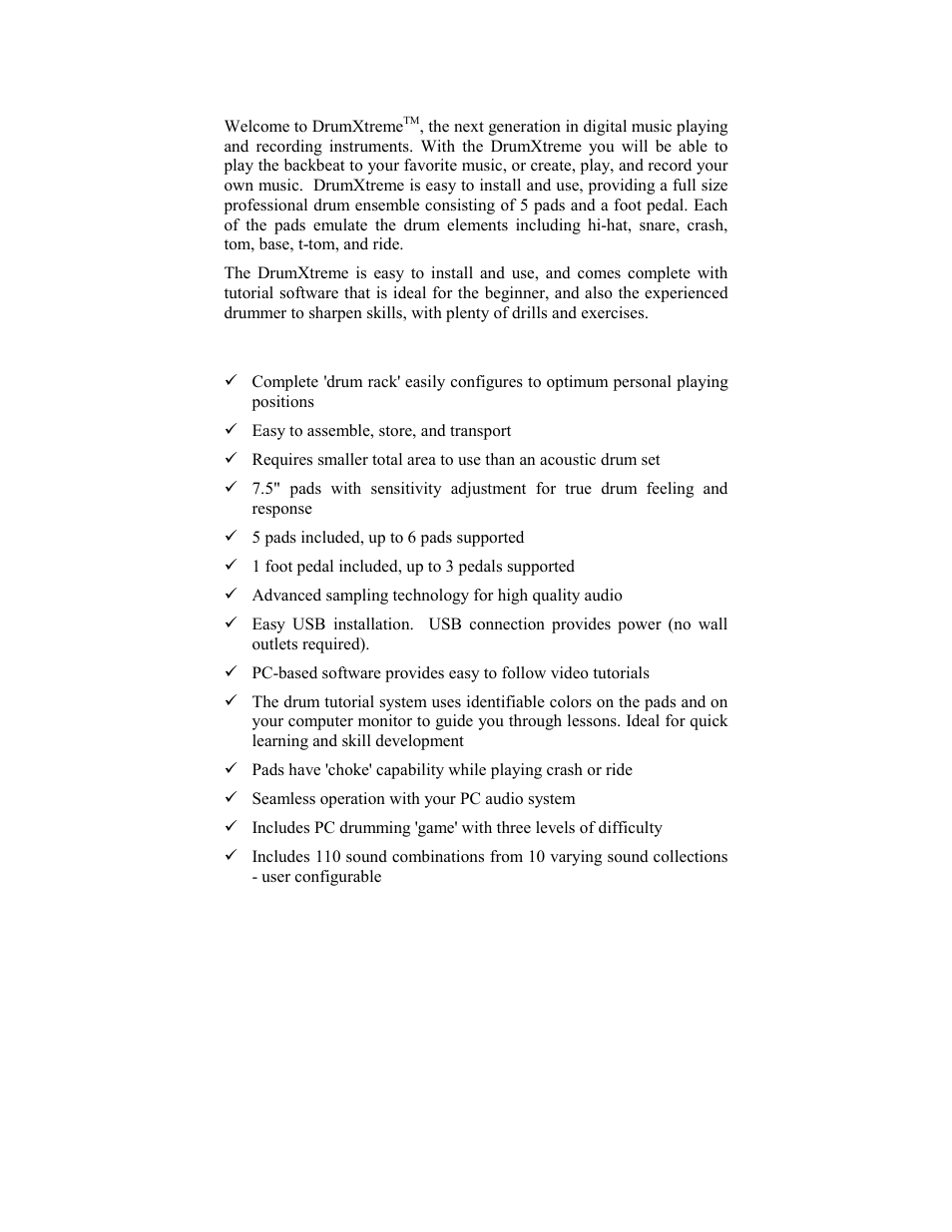 Introduction, Features, Adjusting pad positions on your drumxtre | Pacific Digital DrumXtreme User Manual | Page 4 / 56