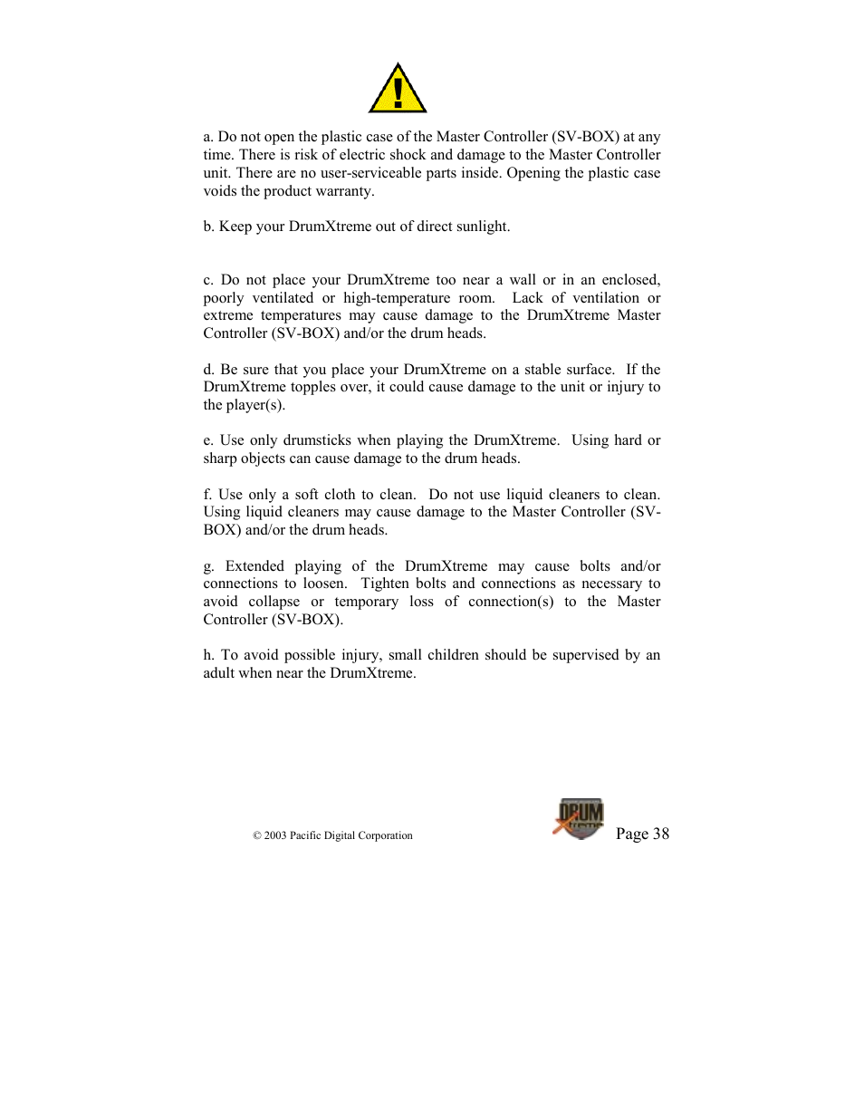 Warnings | Pacific Digital DrumXtreme User Manual | Page 41 / 56
