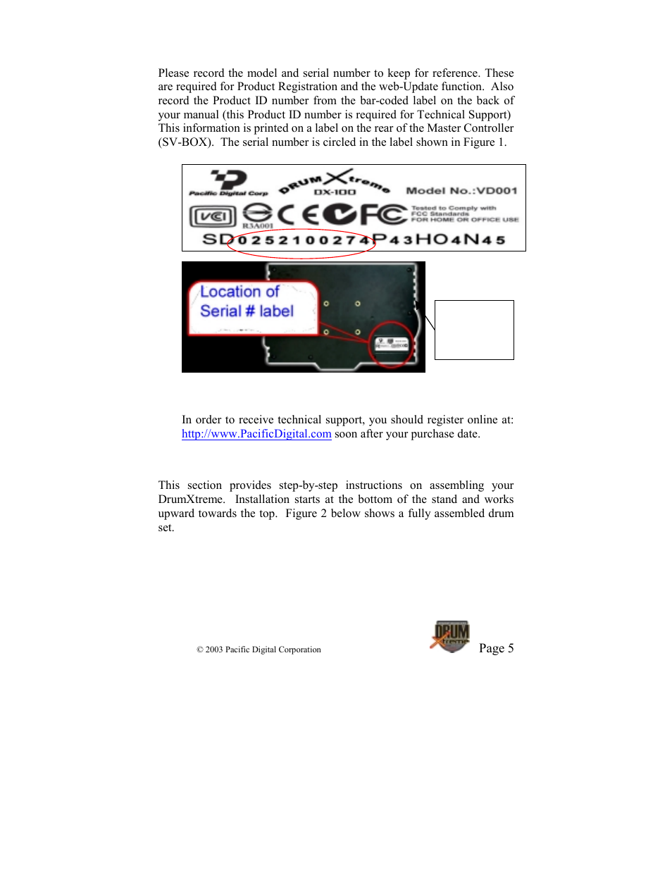 2 registration & your product serial number, 3 assembly of drumxtreme | Pacific Digital DrumXtreme User Manual | Page 8 / 56