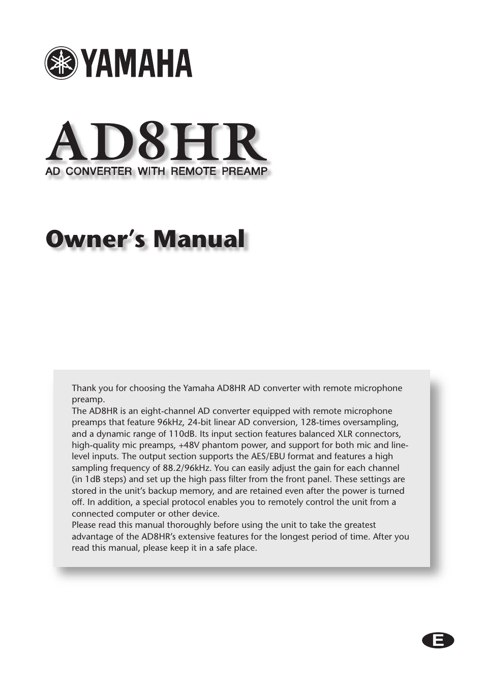 Pacific Digital AD8HR User Manual | 16 pages