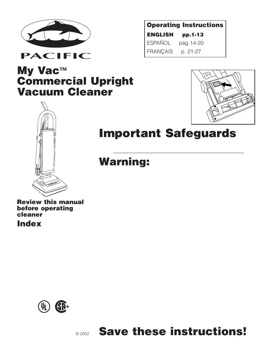 Pacific Digital Upright Vacuum Cleaner User Manual | 13 pages