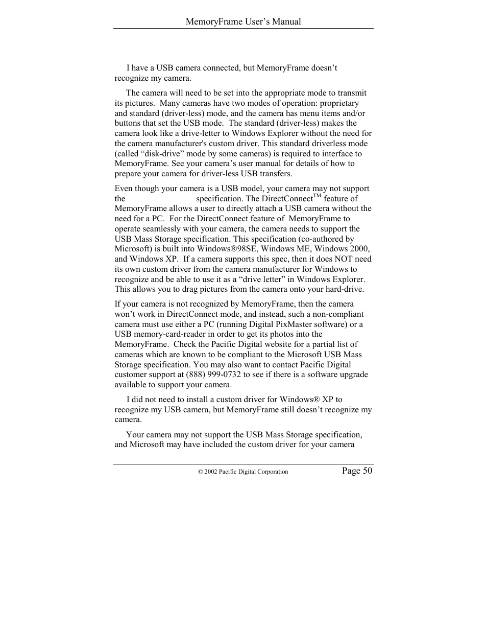 Troubleshooting / faq | Pacific Digital Digital Pacific USB Digital Photo Frame MemoryFrame User Manual | Page 53 / 63