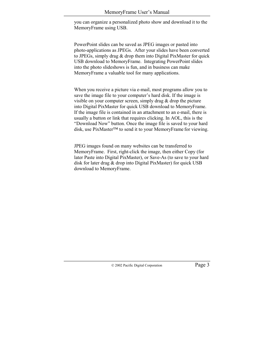 Pacific Digital Digital Pacific USB Digital Photo Frame MemoryFrame User Manual | Page 6 / 63
