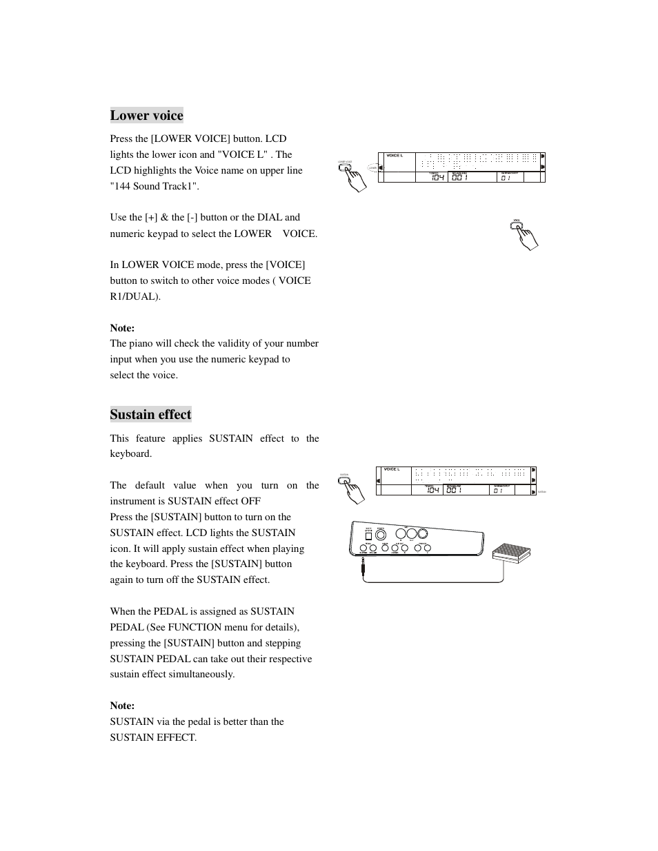 Lower voice, Sustain effect | Princeton SP-88 User Manual | Page 10 / 34