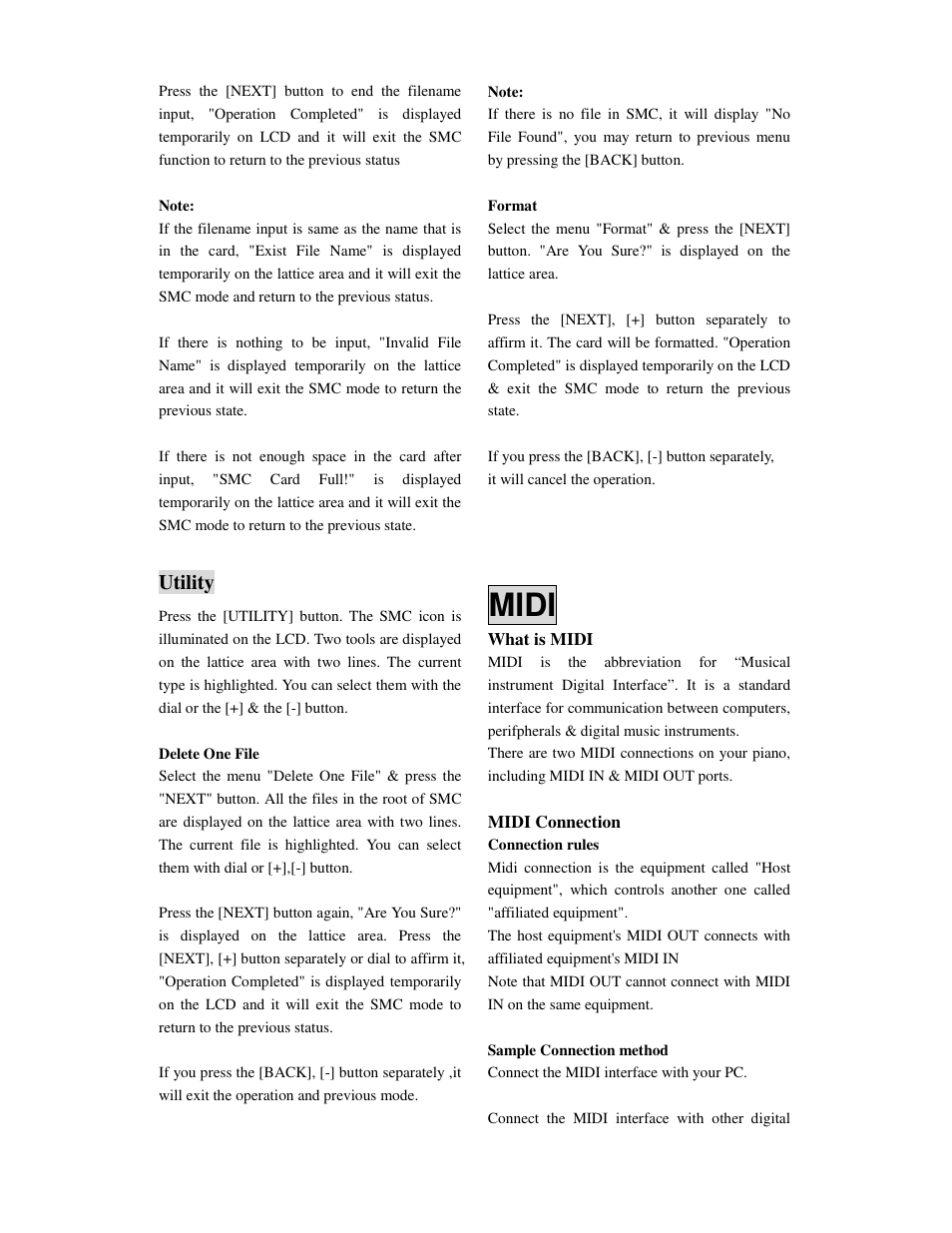 Midi, Utility | Princeton SP-88 User Manual | Page 25 / 34