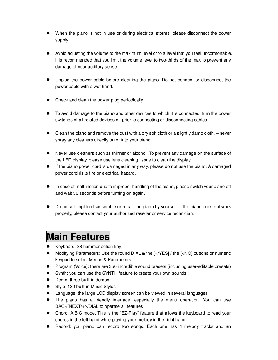 Main features | Princeton SP-88 User Manual | Page 3 / 34