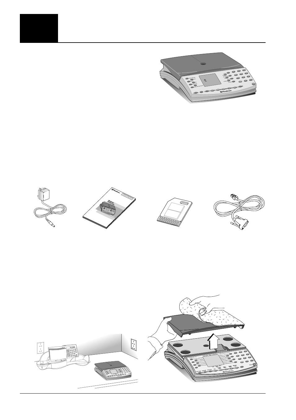 N421, Install, Make sure you have | Place your scale on a level surface, Remove packing, Page 2 installation instructions, Power supply unit user guide, The scale looks like this, Lift the platform and remove the packing material, Rate prom (if supplied) | Pitney Bowes N921 User Manual | Page 2 / 16