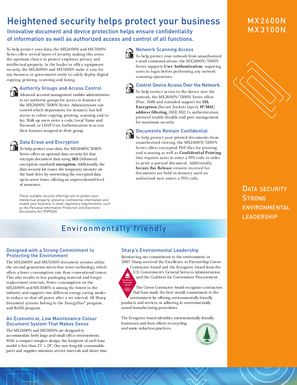 Heightened security helps protect your business, Environmentally friendly | Pitney Bowes DANKA MX3100N User Manual | Page 7 / 8