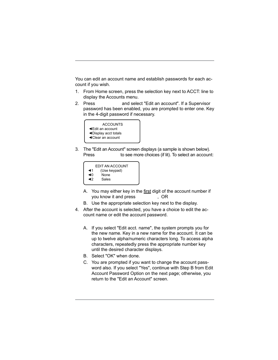 Editing account names and passwords, 8 • departmental accounting | Pitney Bowes DM100i User Manual | Page 103 / 159