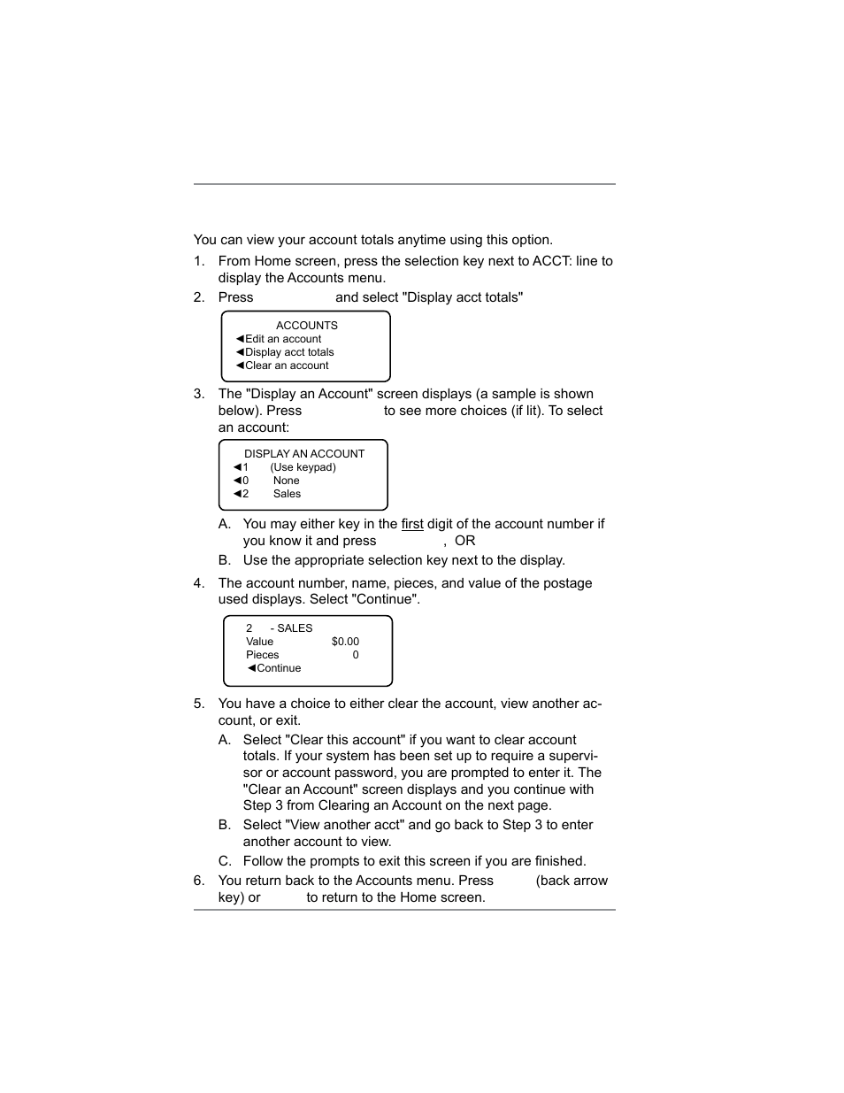 Displaying account totals, 8 • departmental accounting | Pitney Bowes DM100i User Manual | Page 106 / 159
