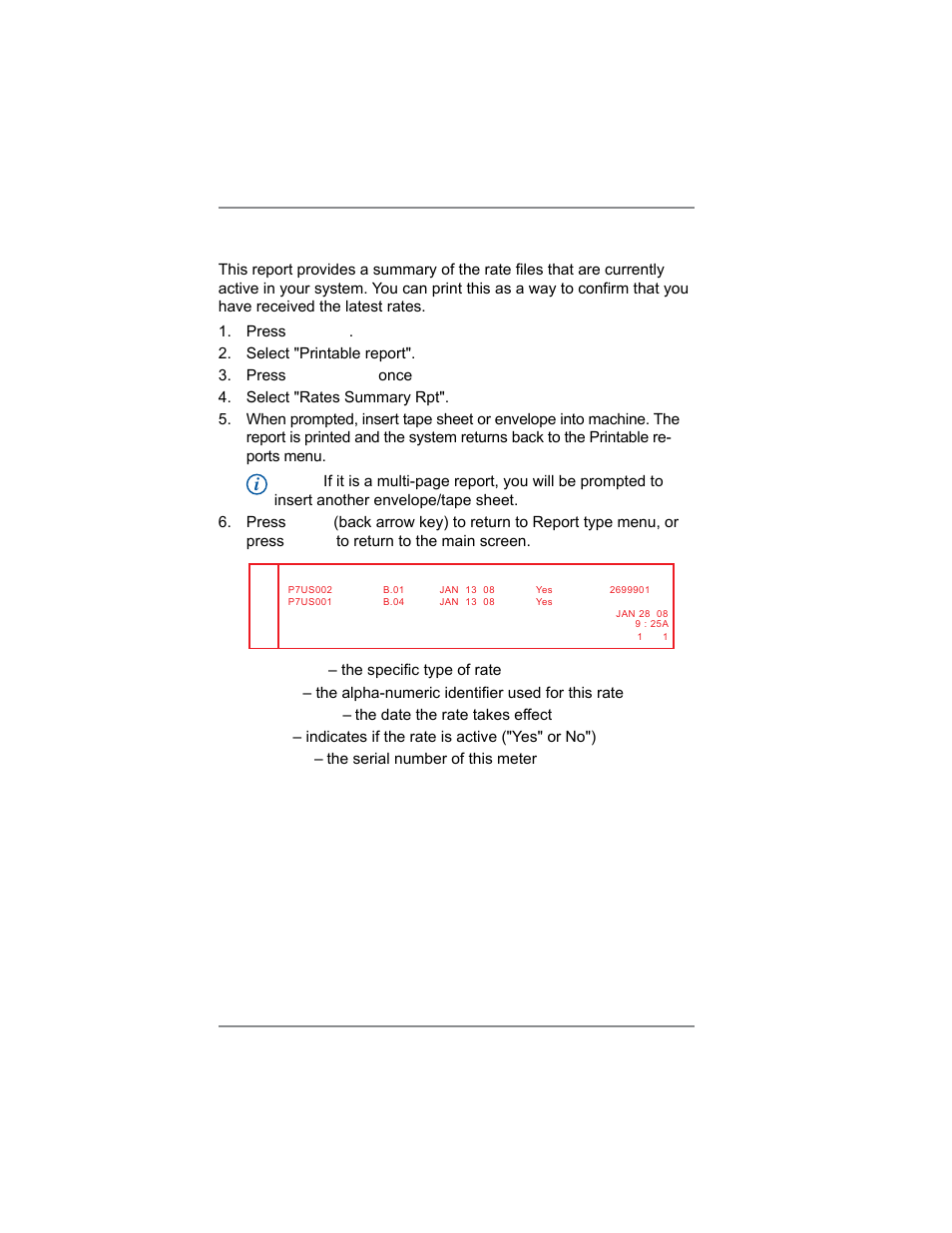 Rates summary report, 9 • reports | Pitney Bowes DM100i User Manual | Page 116 / 159