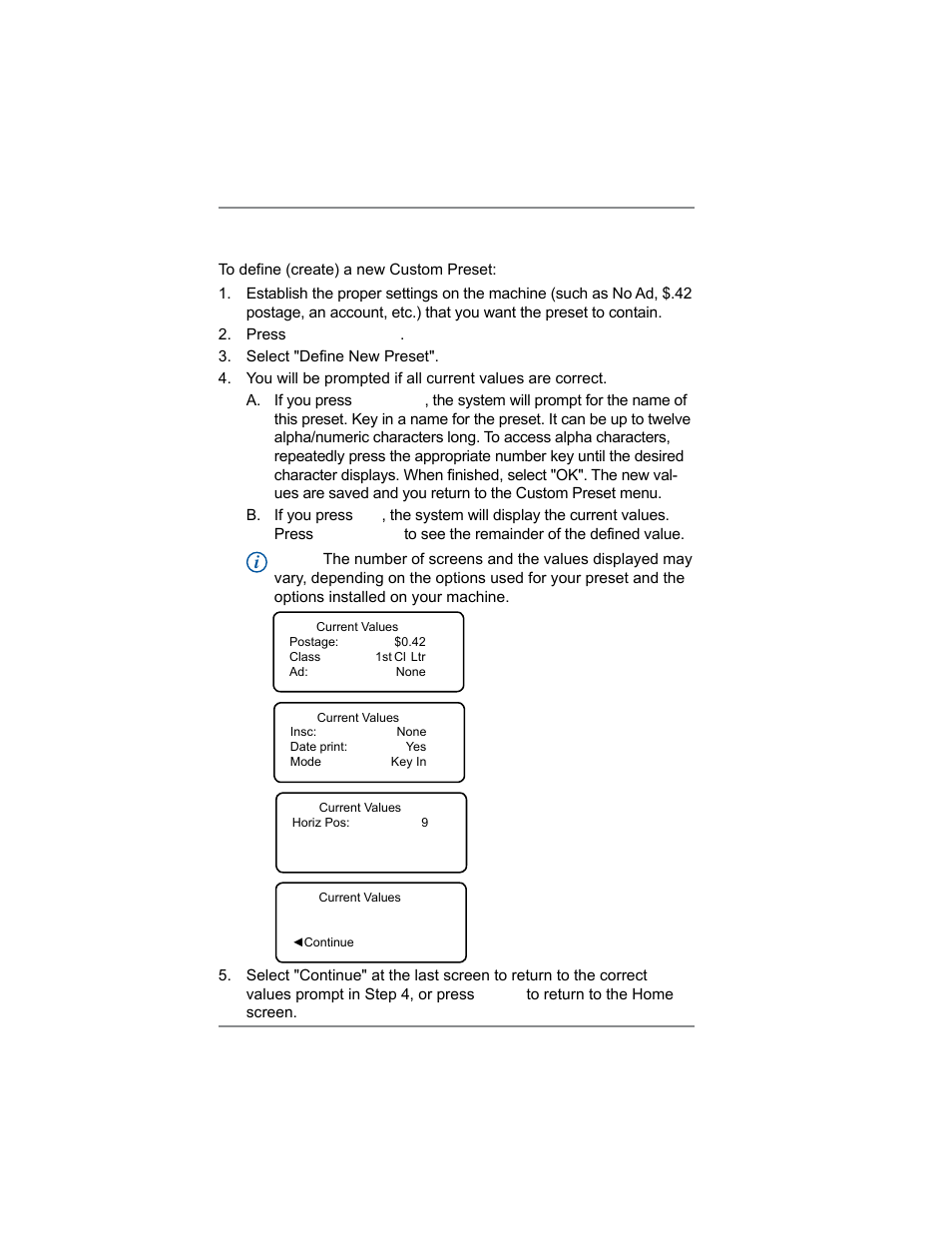 5 • normal and custom presets | Pitney Bowes DM100i User Manual | Page 56 / 159