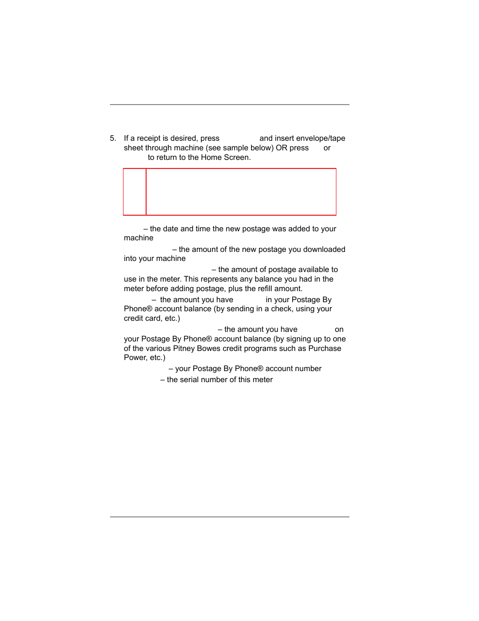 6 • adding postage/connecting to data center, Adding postage | Pitney Bowes DM100i User Manual | Page 68 / 159