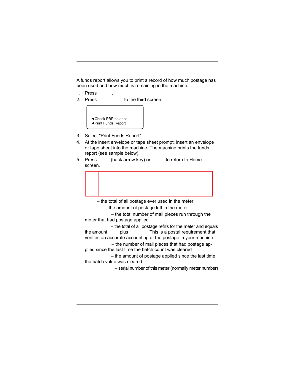 Printing a funds (postage) report, 6 • adding postage/connecting to data center | Pitney Bowes DM100i User Manual | Page 69 / 159