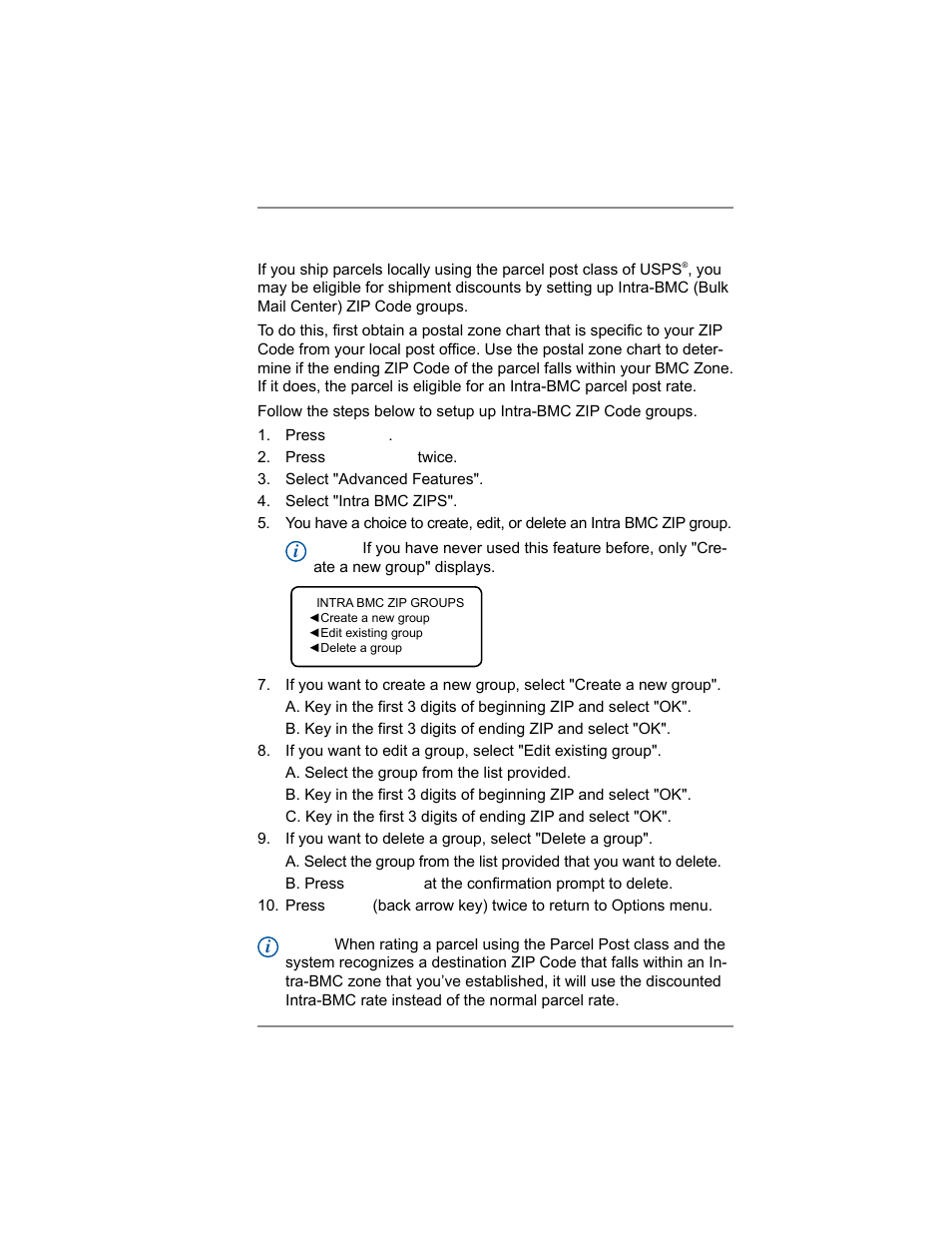 Intra bmc zips, 7 • system options | Pitney Bowes DM100i User Manual | Page 91 / 159