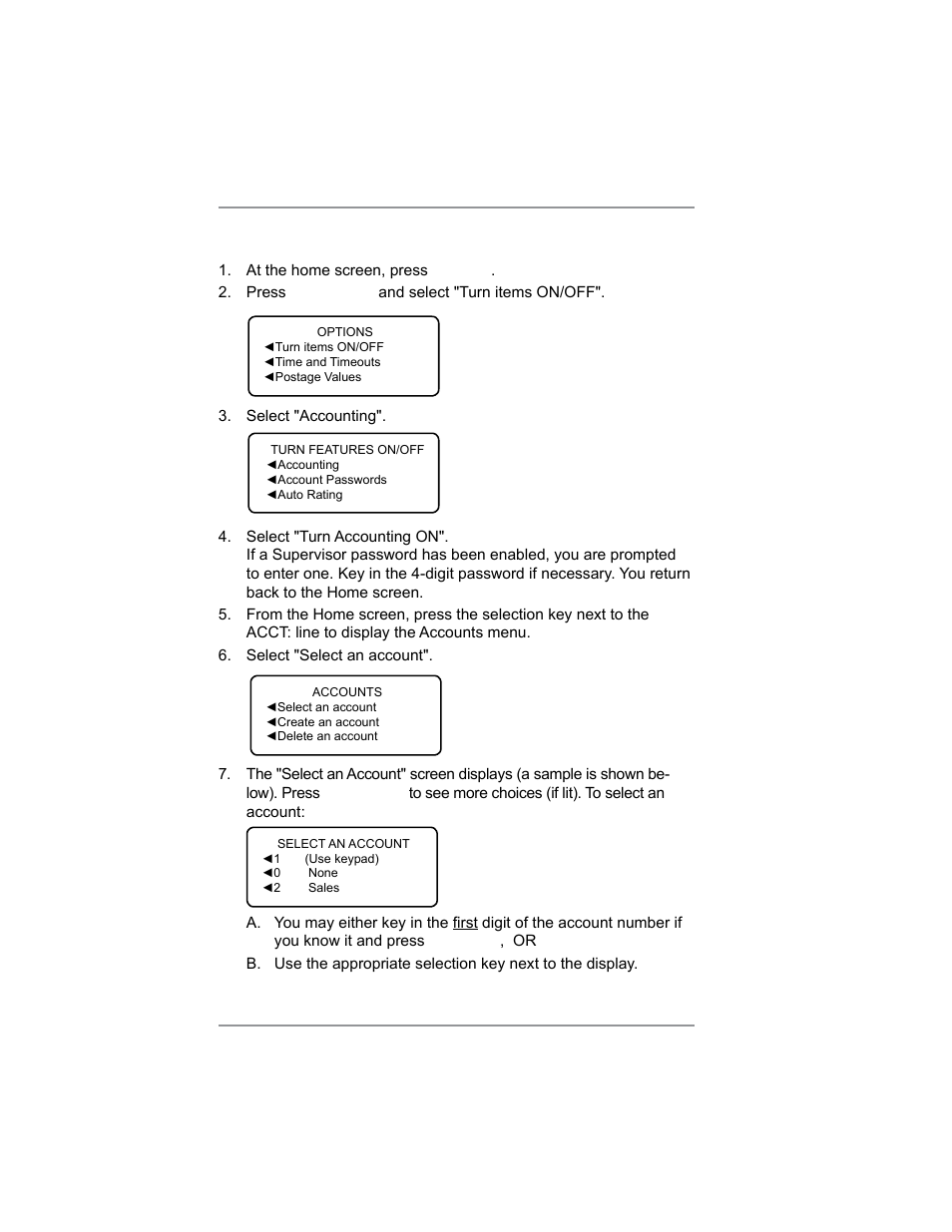 Turning on accounting, 8 • departmental accounting | Pitney Bowes DM100i User Manual | Page 98 / 159