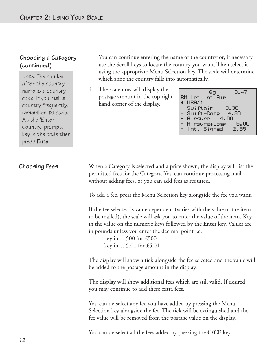 Choosing fees, Choosing a category (continued) | Pitney Bowes N521P User Manual | Page 13 / 30