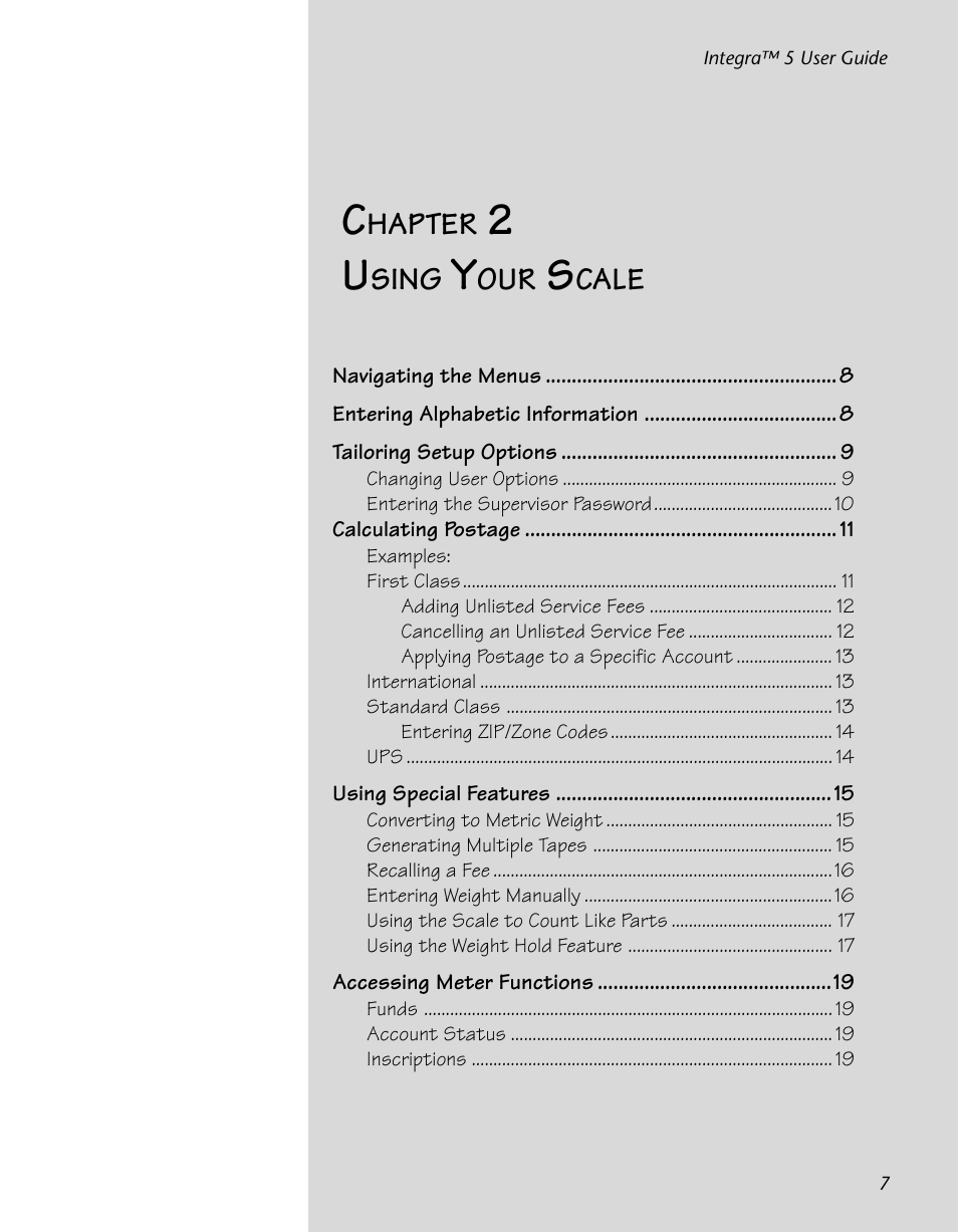 Hapter, Sing, Cale | Pitney Bowes INTEGRA N500 User Manual | Page 11 / 29