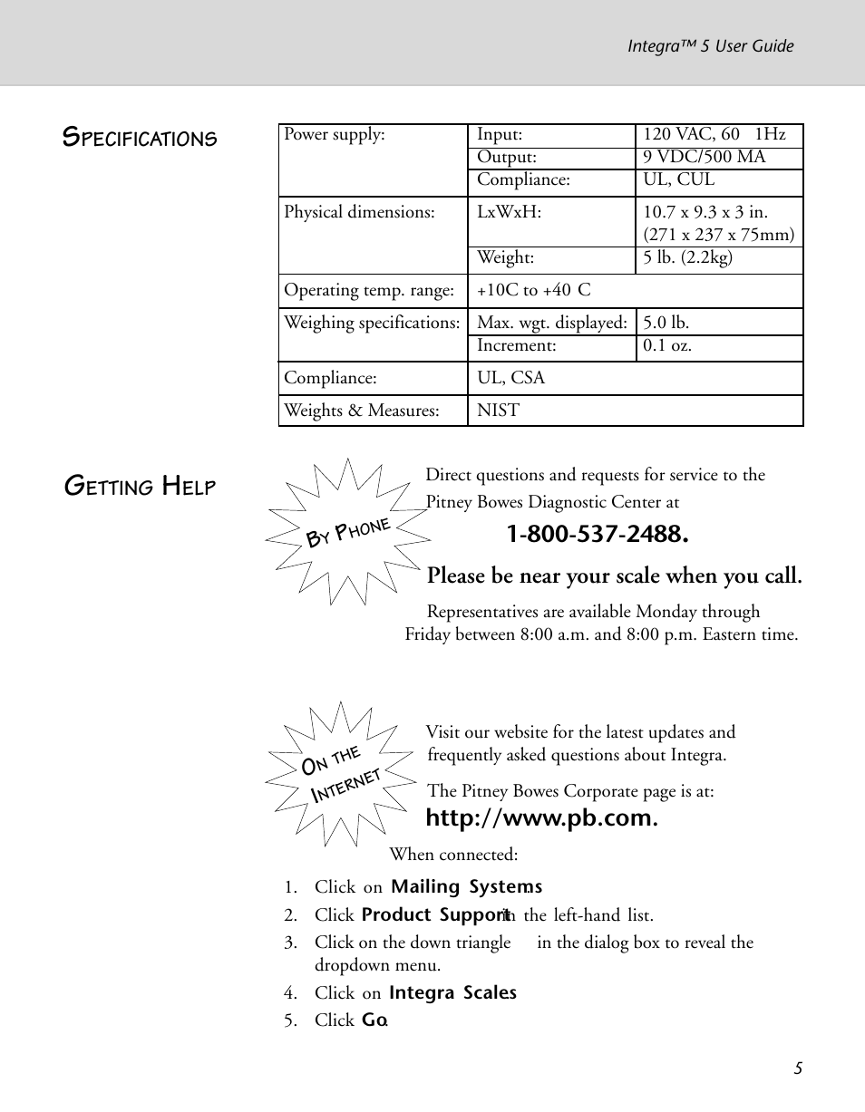 Please be near your scale when you call | Pitney Bowes INTEGRA N500 User Manual | Page 9 / 29