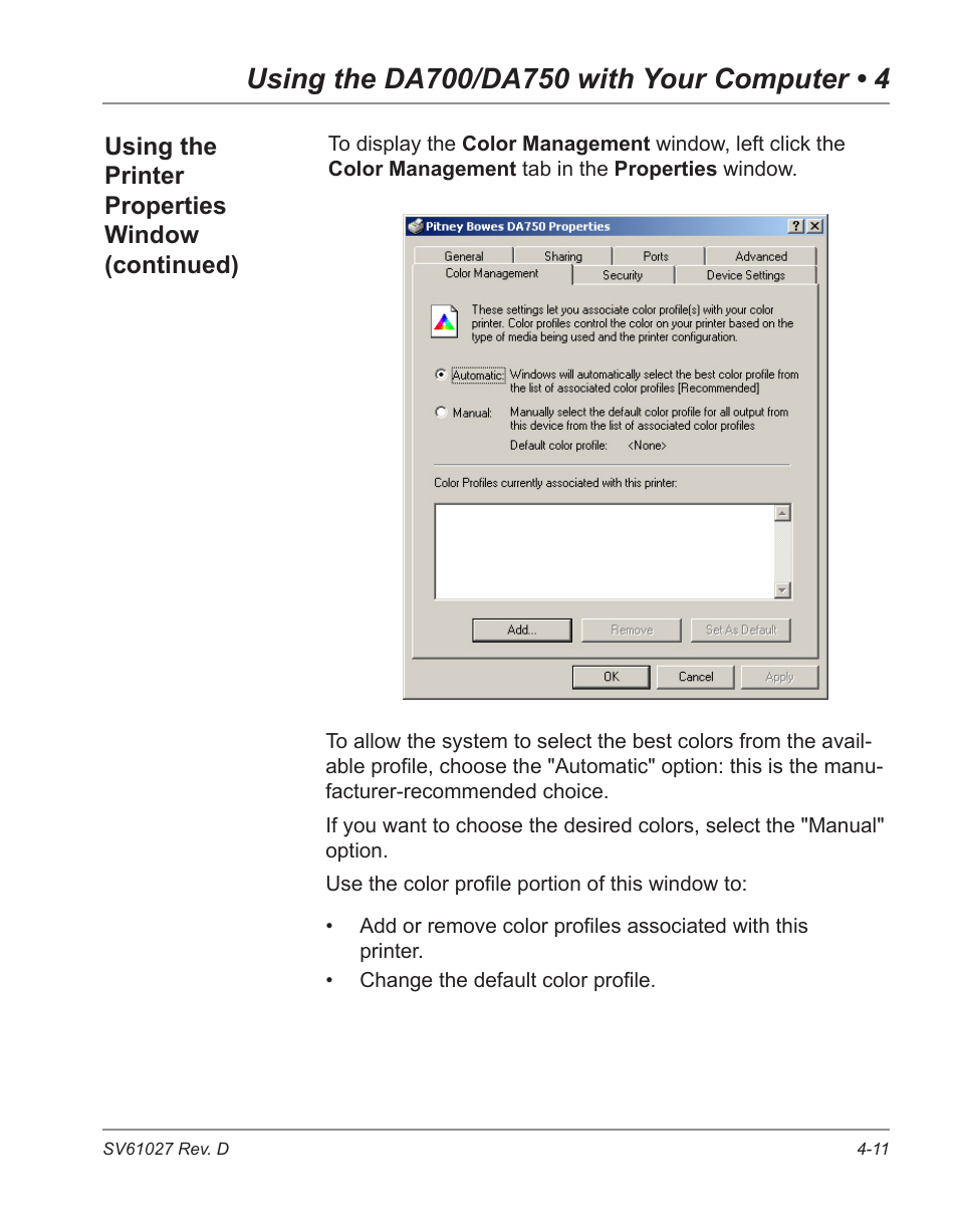 Pitney Bowes ADDRESSRIGHT DA700 User Manual | Page 61 / 140