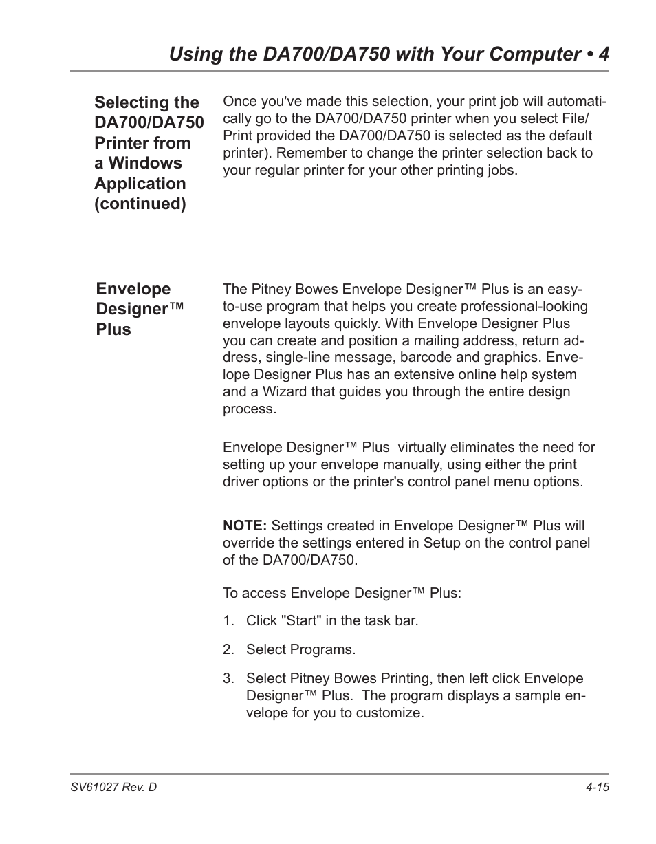 Pitney Bowes ADDRESSRIGHT DA700 User Manual | Page 65 / 140