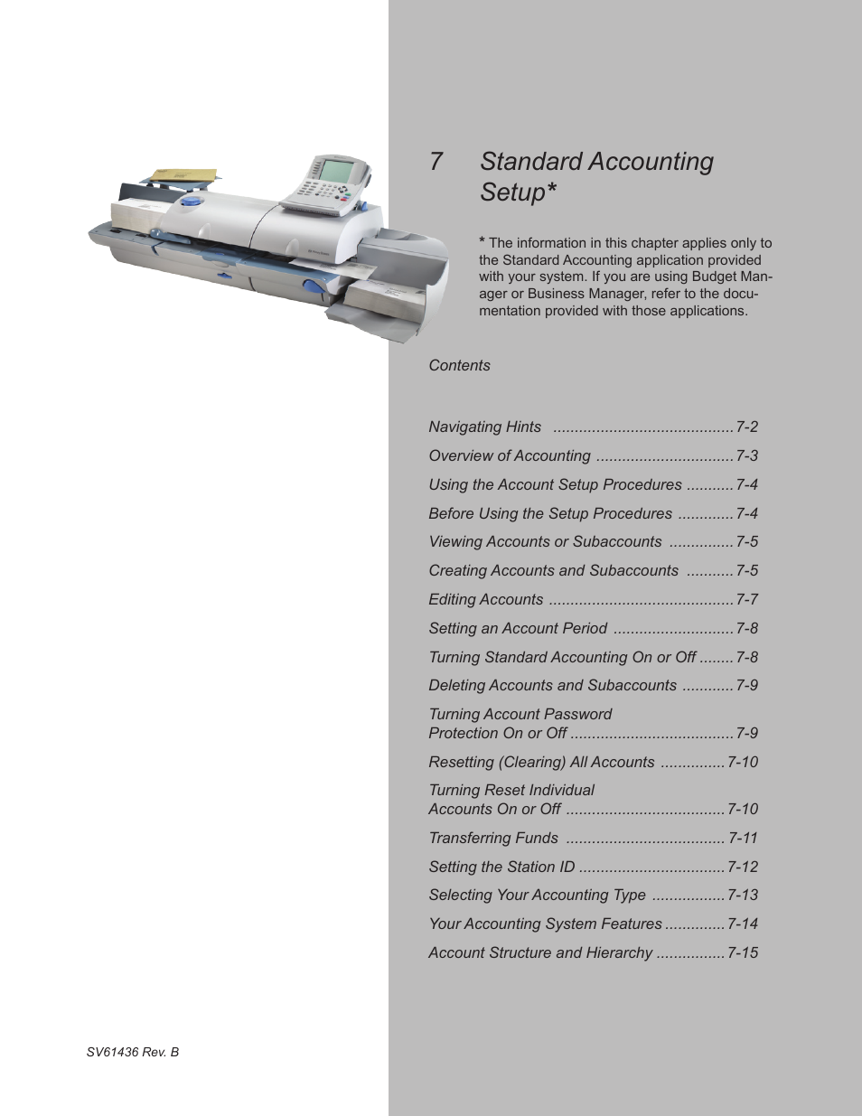 Standard accountin� setup | Pitney Bowes DM550 User Manual | Page 107 / 208