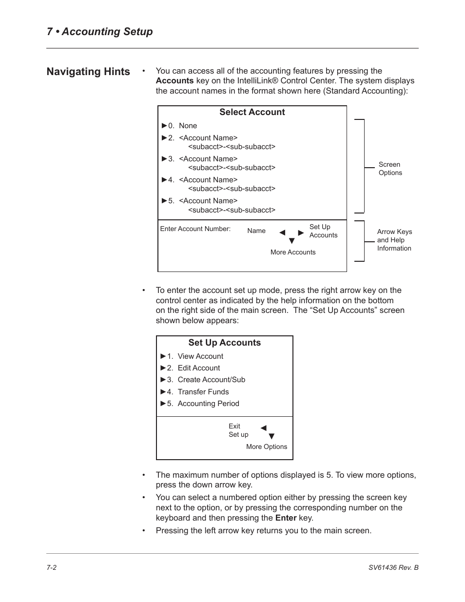 7 • accounting setup navigating hints | Pitney Bowes DM550 User Manual | Page 108 / 208