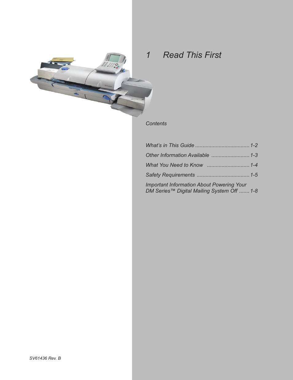 Read this first | Pitney Bowes DM550 User Manual | Page 11 / 208