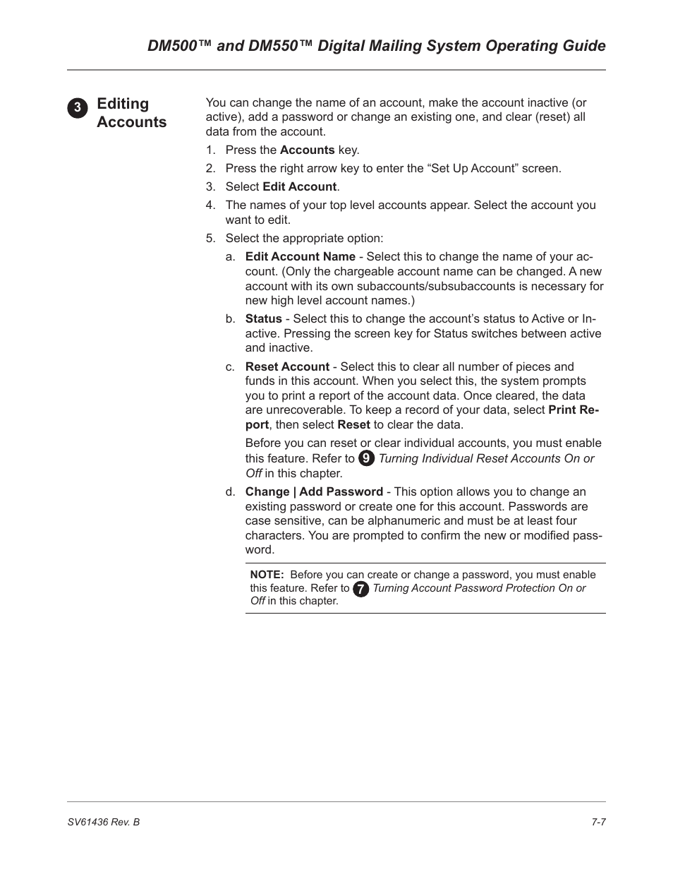 Editing accounts | Pitney Bowes DM550 User Manual | Page 113 / 208