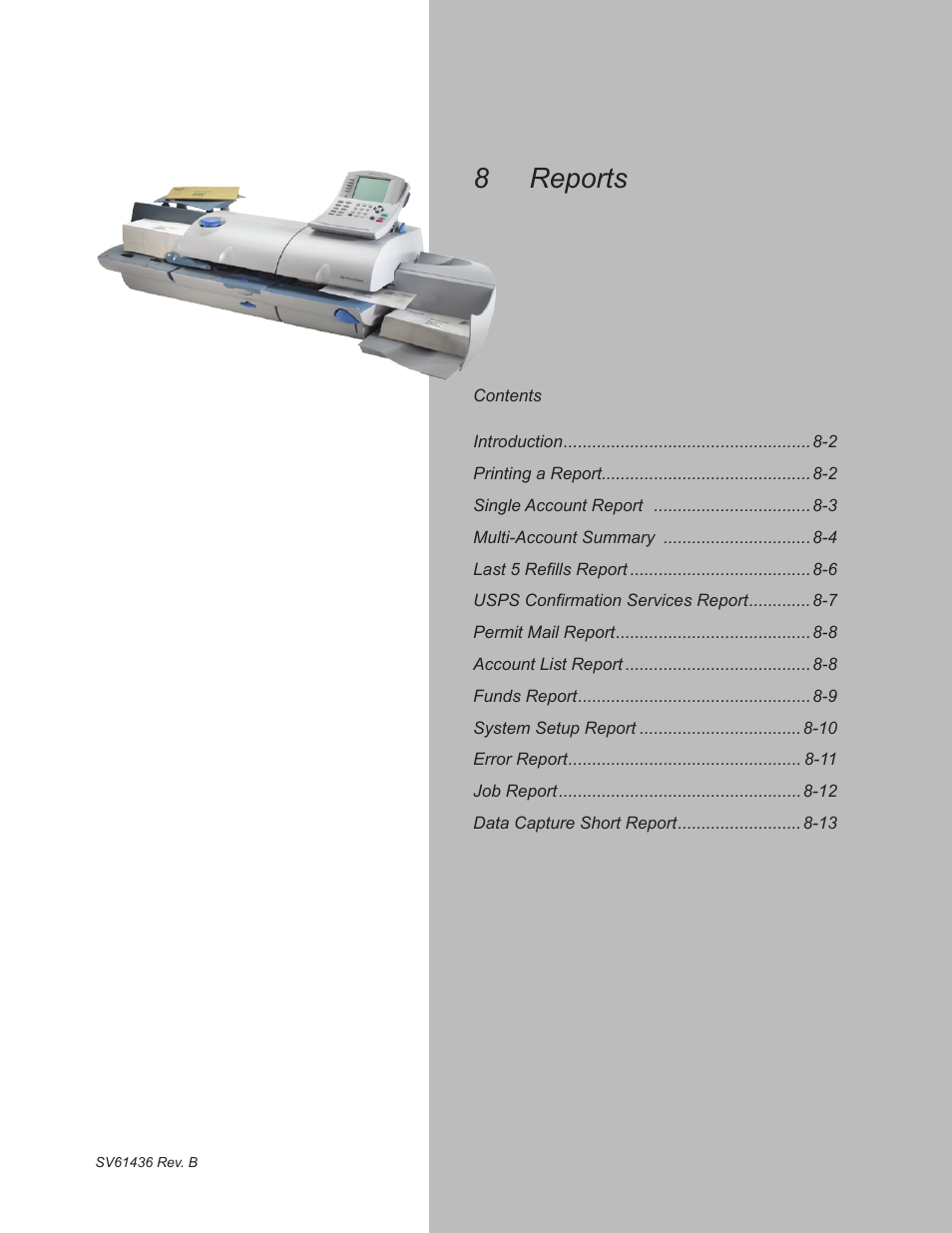 Reports | Pitney Bowes DM550 User Manual | Page 123 / 208