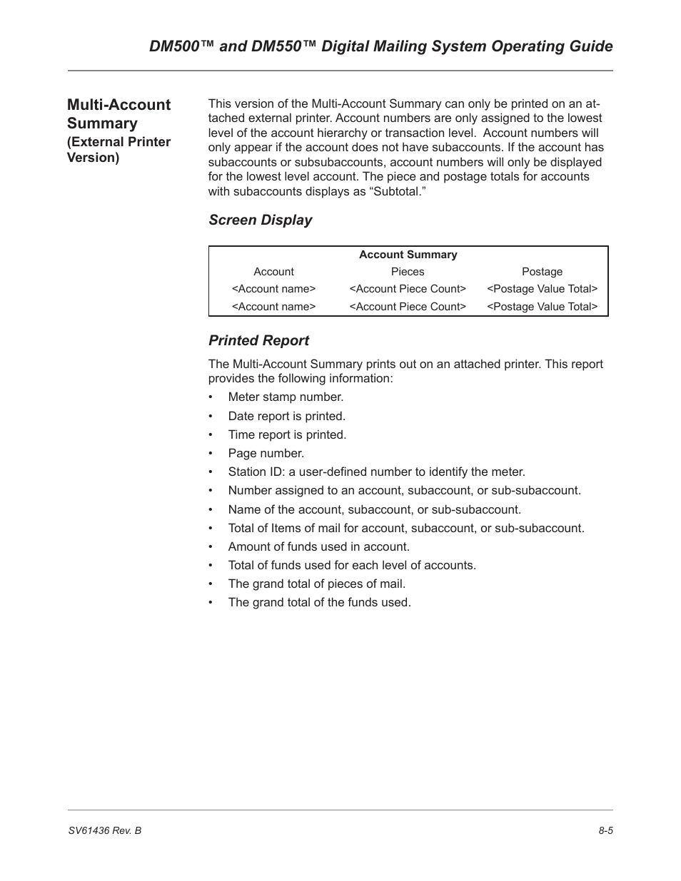 Pitney Bowes DM550 User Manual | Page 127 / 208