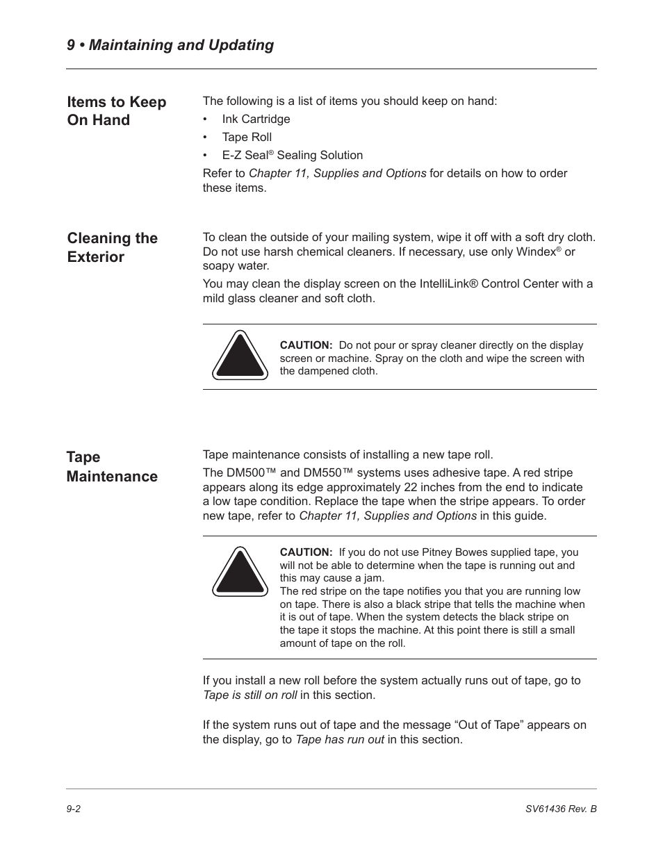Items to keep on hand | Pitney Bowes DM550 User Manual | Page 138 / 208