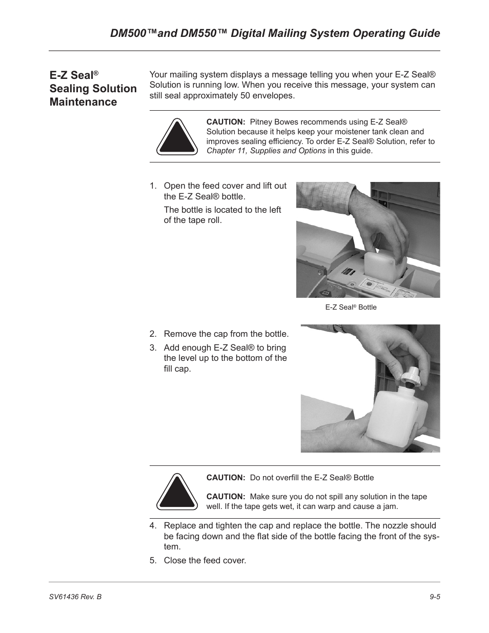 Sealing solution maintenance | Pitney Bowes DM550 User Manual | Page 141 / 208